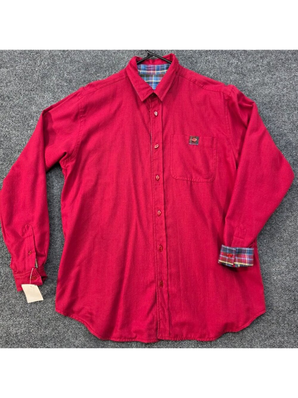 Vintage 2003 Koret Button Up Reversible Shirt M Red Plaid Cotton Country Preppy